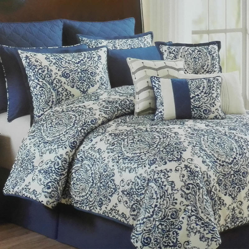 Printed Faux Linen Comforter Set